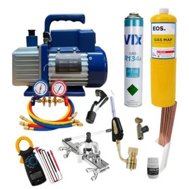 Imagem de Kit Básico Refrigeração Bomba De Vácuo, Manifold, Maçarico - Refrigera