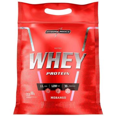 Imagem de Nutri whey Protein Para Ganho de Peso Morango 900g Refil - Integralmedica-Unissex