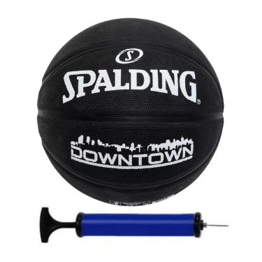 Imagem de BOLA BASQUETE SPALDING DOWNTOWN BLACK COM BOMBA DE AR-Unissex