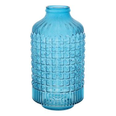 Imagem de GARRAFA DECORATIVA ENFEITE AIMEZ VIDRO 31x17x17cm AZUL