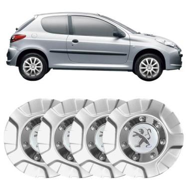 Imagem de 4x Calota Centro Roda BRW 560 PRATA Logo PEUGEOT Aro 14 15