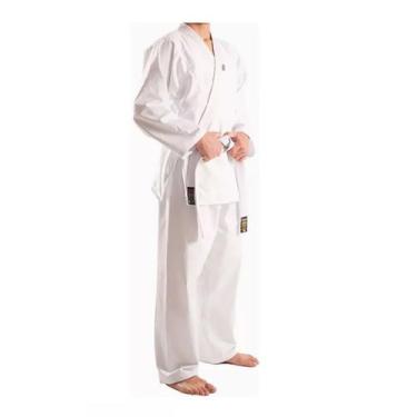 Imagem de Kimono Judo Gi Reforçado Brim Branco Adulto com Faixa Shiroi, Branco, 