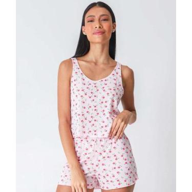 Imagem de Pijama Feminino Canelado Flores Sem Manga Marisa Rosa-98035, Rosa, P