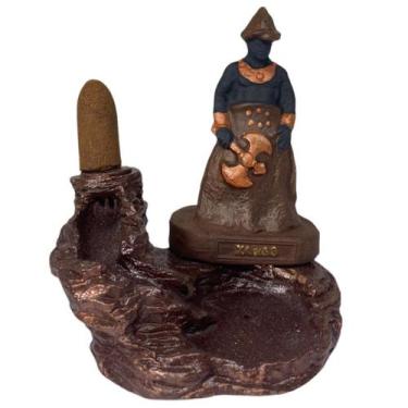 Imagem de Incensário cascata Xangô marrom 12 cm resina - Lua Mística - 100% Orig