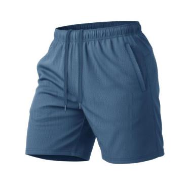 Imagem de Shorts de ginástica MAGCOMSEN para homens, azul, cinza, tamanho M, com