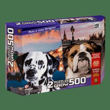 Imagem de Puzzle Duplo Pets e Suas Origens 500 Peças - GROW