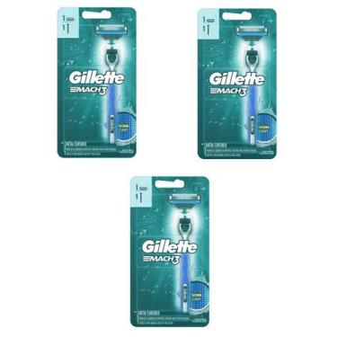 Imagem de Kit 3 Aparelho De Barbear Gillette Mach 3 Aqua - P&G