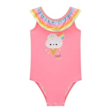Imagem de Maiô Infantil Sorvetinho Arco-Íris Proteção Uv 50+ Kukiê, 2