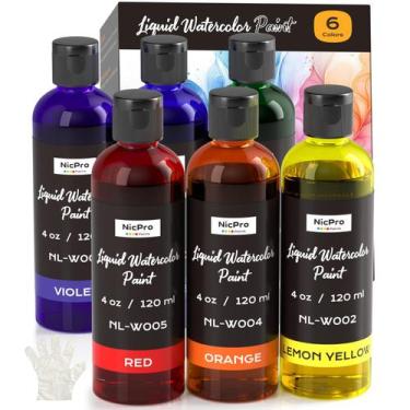 Imagem de Conjunto de Tinta Aquarela Líquida Nicpro 6 Cores 120 ml