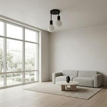 Imagem de Luminária Plafon Duplo E27 Sobrepor Luz Teto Forro - Ponto Luz, Preto