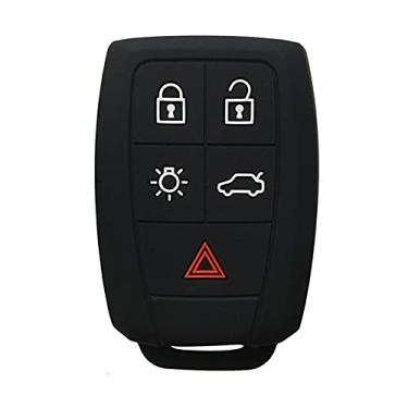 Imagem de WSWJDW Estojo de silicone para chave de carro com controle remoto Bolsa para chave em anel, adequado para Volvo Xc90 V50 S40 C70 S60 D5 C30 Estojo para chave Funda Llaves, preto