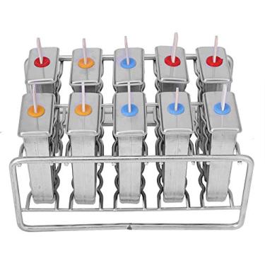 Imagem de Formas de picolé, moldes de picolé, 10 moldes de aço inoxidável caseiro molde de picolé pirulito com 100 peças de suporte de palito para o verão doméstico (cabeça redonda)