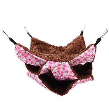 Imagem de Andraw Rede colorida para animais de estimação, cama suspensa para hamster, cama suspensa, três camadas de açúcar bonito para hamster (rosa)