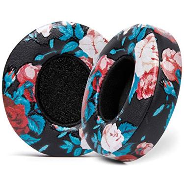 Imagem de Almofadas WC para Solo Beats 2 e 3 da Wicked Cushions - Almofadas de ouvido para fones de ouvido sem fio Solo Beats 2 e 3 - Couro macio, espuma de memória luxuosa, adesivo forte | Black floral