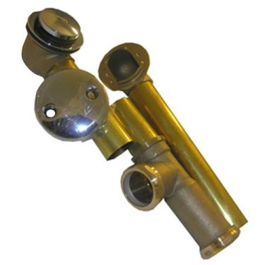 Imagem de LASCO 03-4920 Lixos tubulares de latão calibre 20 banheiras de resíduos e transbordamento com dreno na ponta do pé, 3,5 cm, cromado