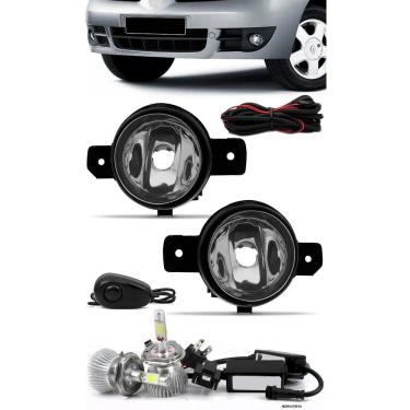 Imagem de Kit Farol de Milha Renault Clio 2003 à 2012 Botão Alternativo + Kit Lâmpada Super LED 6000K
