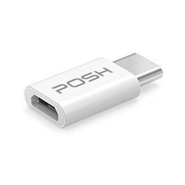 Imagem de Adaptador Posh Micro USB para USB C em abs para cabo USB Branco