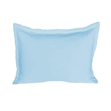 Imagem de Porta Travesseiro 50X70 Cm Em Malha 100% Algodão Azul Arrumadinho Enxo