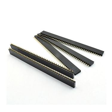 Imagem de ZYAMY 10 peças 2,54 mm 40 pinos fêmea tira de cabeça de pino 1 x 40 p fileira única reta fêmea soquete pino conector de fita de cabeça preto