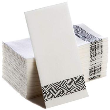 Imagem de Lenços de prato descartáveis para convidados, como guardanapos de jantar, macios, absorventes, toalhas de mão de papel decorativo para cozinha, banheiro, festas, casamentos, jantares ou eventos, branco, pacote com 100