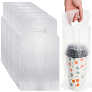 Imagem de DEAYOU 500 peças de sacos de poliéster para beber, saco de embalagem de plástico transparente para entrega, transportador de copo único de bebida, bolsas líquidas de orifício para pendurar para levar, café, suco, lojas, 15 cm C x 28 cm A