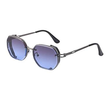 Imagem de Óculos de sol quadrado cortado sem armação de metal masculino steampunk armação pequena protetor solar polígono óculos de sol feminino óculos uv400, 5, tamanho único