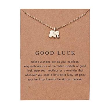 Imagem de Colar de elefante da Good Luck para mulheres, colares Best Friend BFF Friendship com cartão de mensagem de aniversário, Natal, Dia dos Namorados