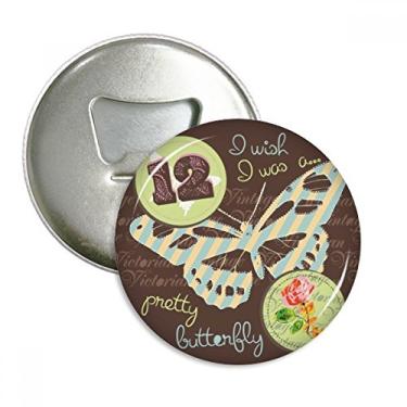 Imagem de Carimbos rosa e abridor de garrafas borboleta com ímã de geladeira emblema multifuncional