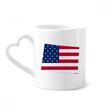 Imagem de Caneca com bandeira de listras e mapa da América do Colorado Caneca de café cerâmica copo de coração de vidro