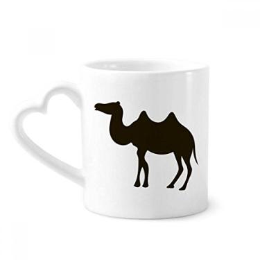 Imagem de Caneca de café de cerâmica com desenho de animal fofo de camelo preto copo de coração de vidro