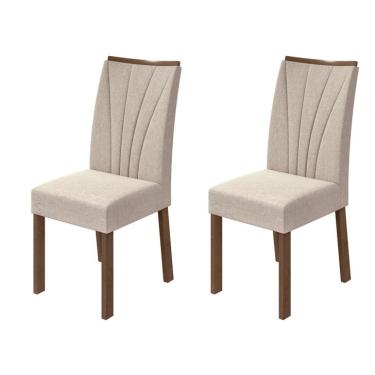 Imagem de Conjunto com 2 Cadeiras Apogeu Linho Bege e Imbuia Clean