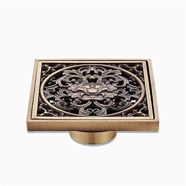 Imagem de Drenagem de piso Banheiro Quadrado Filtro de drenagem de piso Chuveiro Tampa removível Acessor de banheiro de latão para quarto Lavanderia Jardim externo