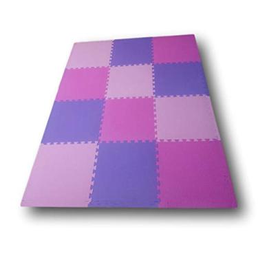 Imagem de Conjunto com 12 Tatames Tapetes EVA Infantil para Meninas 50x50cm com 2cm de Espessura