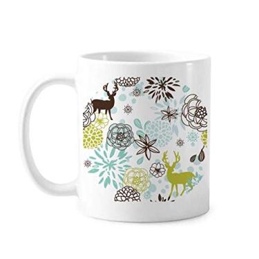 Imagem de Caneca de cerâmica para decoração de cervos de flores de Natal Caneca de porcelana de café