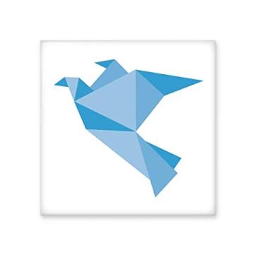 Imagem de Azulejo de cerâmica com padrão de pombo azul abstrato origami decalque brilhante pedra adornada tijolo vitrificado