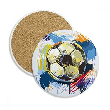 Imagem de Caneca de porta-copos pintada, esportes de futebol americano, pedra absorvente de proteção de mesa
