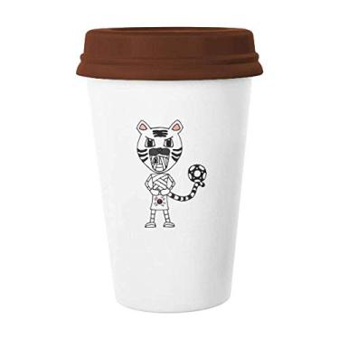 Imagem de Caneca de futebol coreana branca Tiger Mummy caneca de café copo de cerâmica