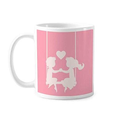 Imagem de Rosa menino e menina Dia dos Namorados Caneca de cerâmica café porcelana Caneca de cerâmica