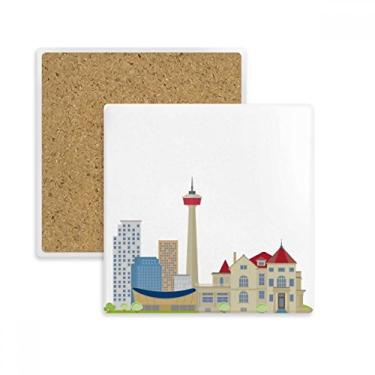 Imagem de Porta-copos quadrado da torre de TV do Canadá com ponto de referência e cidade