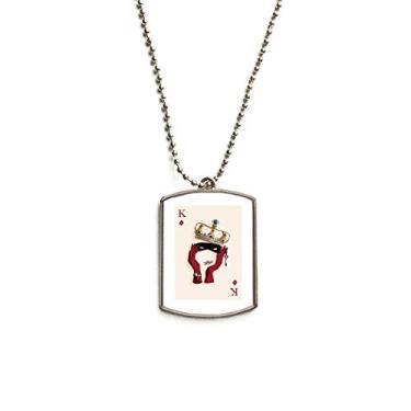 Imagem de DIYthinker Colar para animais de estimação com pingente de corrente de aço inoxidável com padrão de diamante K