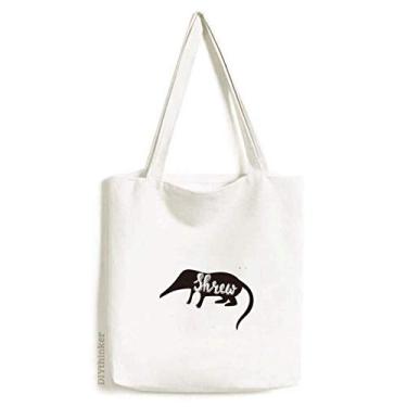 Imagem de Shrews Bolsa de lona preta e branca com estampa de animal bolsa de compras casual