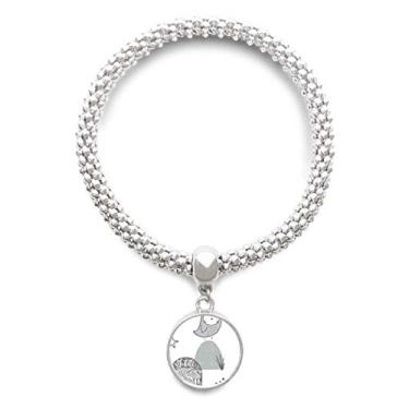 Imagem de DIYthinker Pulseira de prata com pingente de gaiola de pássaro padrão nórdico de desenho animado com corrente ajustável