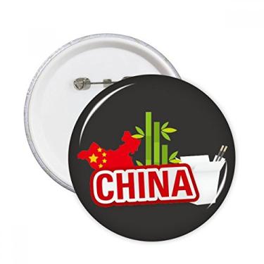Imagem de Mapa chinesa vermelho bambu China Town pinos redondos emblema decoração de roupas 5 peças presente