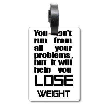 Imagem de Lose Weight Slogan inglês com letras pretas e etiqueta para bagagem com etiqueta para cartão de armazenamento
