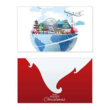 Imagem de Travel Journey Japan Sakura Plane Holiday Holiday Merry Christmas Cartões de parabéns Mensagem de Natal