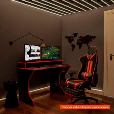 Imagem de Conjunto de Mesa com Cadeira Gamer e Fremont Preta e Vermelha