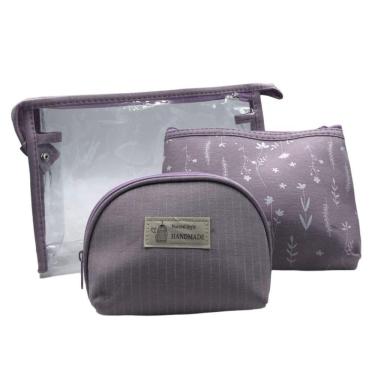 Imagem de Kit Bolsas Necessaire Handmade para Maquiagem 3 Peças
