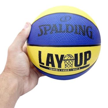 Imagem de Mini Bola de Basquete Spalding Lay-Up Amarelo/Azul Tamanho 3