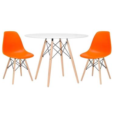Imagem de Mesa redonda Eames 100 cm + 2 cadeiras Eiffel DSW