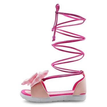 Imagem de Sandália Infantil Laço Mz Shoes Menina Pink/Rosa/Xadrez Boneca (22/23)